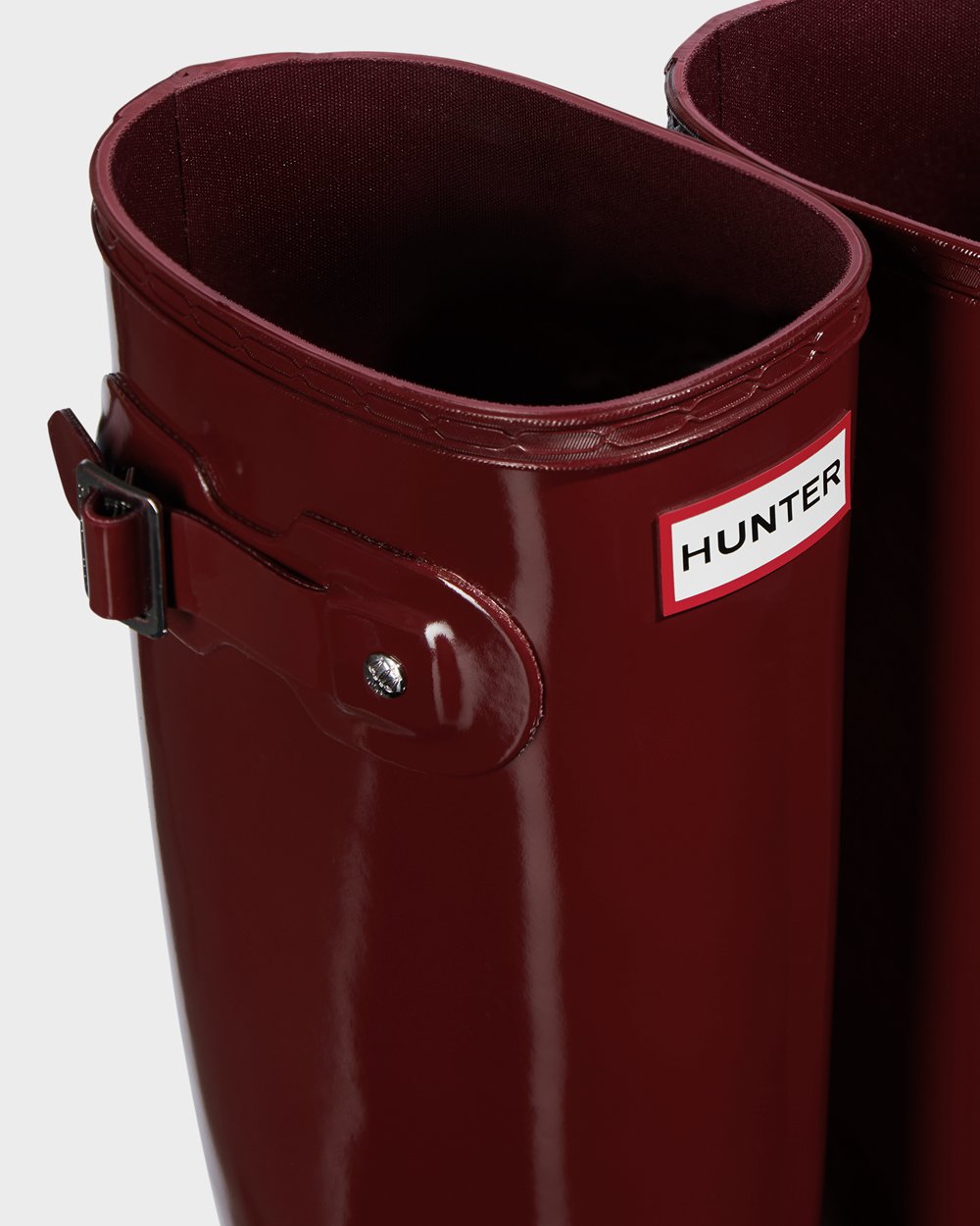 Hoge Regenlaarzen Dames - Hunter Original Gloss - Grijs Rood - 14ODGNSLC